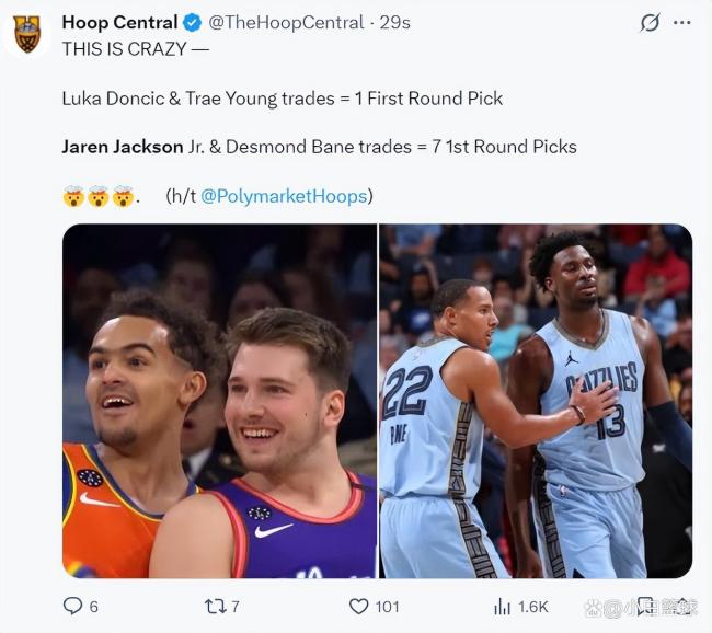 灰熊爵士8人大交易 小贾伦换三首轮