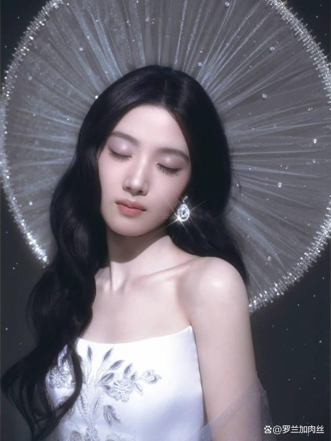 卢昱晓白裙斗笠头纱