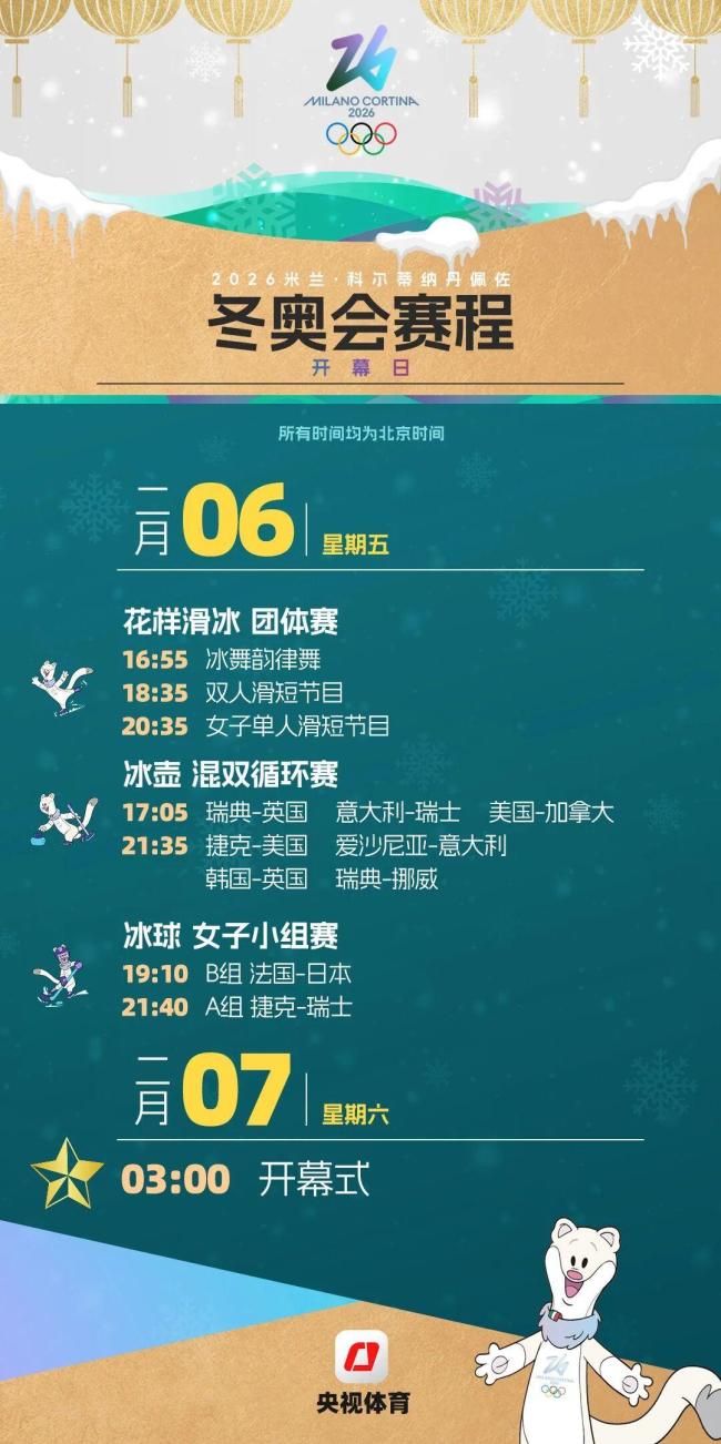 米兰冬奥会首日赛程 共赴冰雪之约
