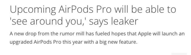 曝搭载录像头AirPodsPro本年上市