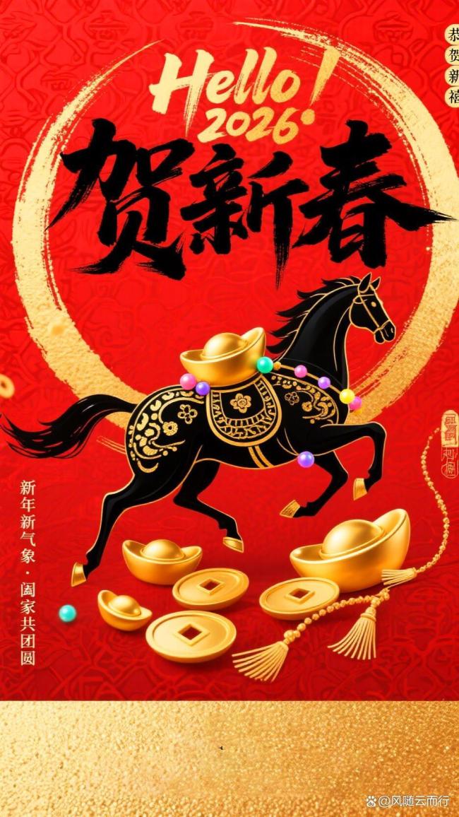 月朔迎春接福 马年跃马呈祥 骏业宏开舞长风