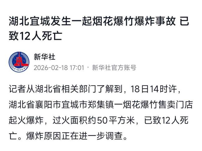 湖北襄阳一烟花店爆炸致12死
