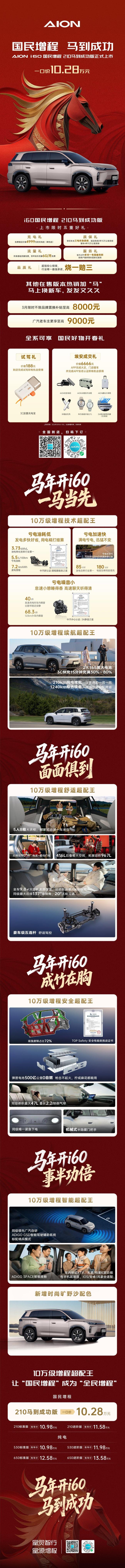 埃安AION i60增程210马到成功版上市 售价10.28万元起