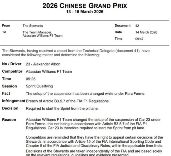 拉塞尔夺F1中国站冲刺赛冠军 杆位发车稳夺魁