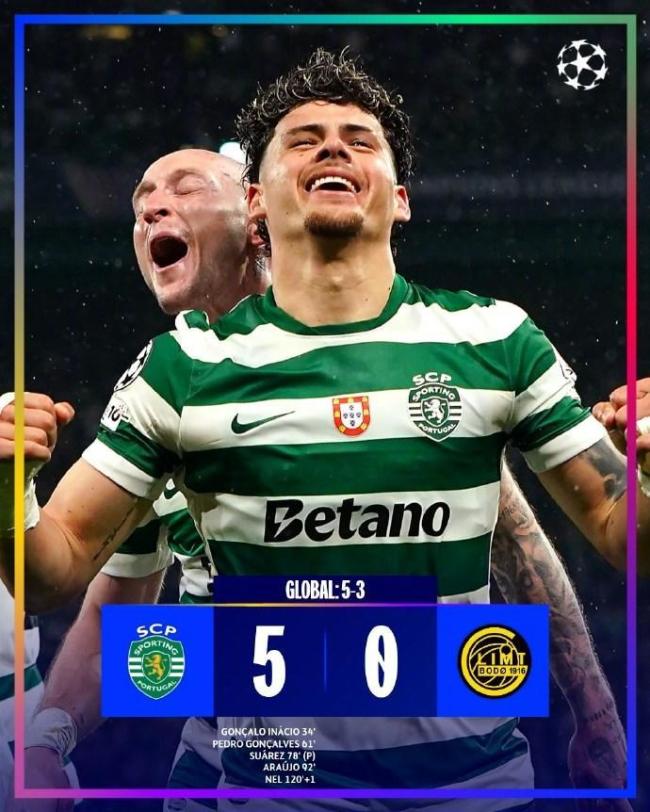 欧冠：葡体总比分5-3博德闪耀大逆转晋级八强，阿劳霍破门建功 绝境重生创历史