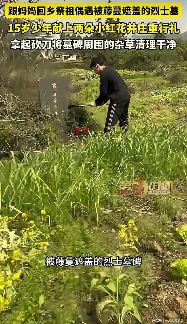 少年偶遇烈士墓主动除草献花你咋看 致敬少年强