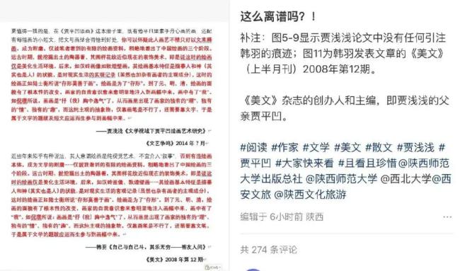 贾平凹女儿论文被指抄袭 校方调查 多处雷同未标注引用