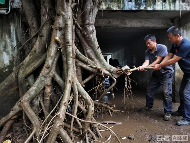 疏通下水道拉出20米长树根 背后隐患引关注