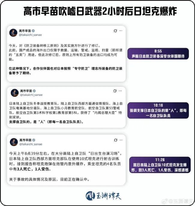 高市早苗吹嘘日武器时坦克爆炸