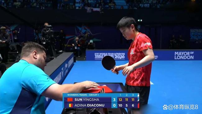 孙颖莎拿下世乒赛女团第1分 3-0轻取迪亚科努