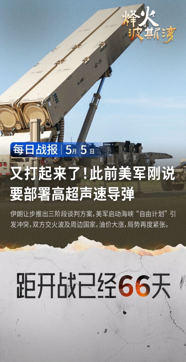 第66日中东战况：又打起来了！此前美军刚说要部署高超声速导弹 霍尔木兹海峡局势升级