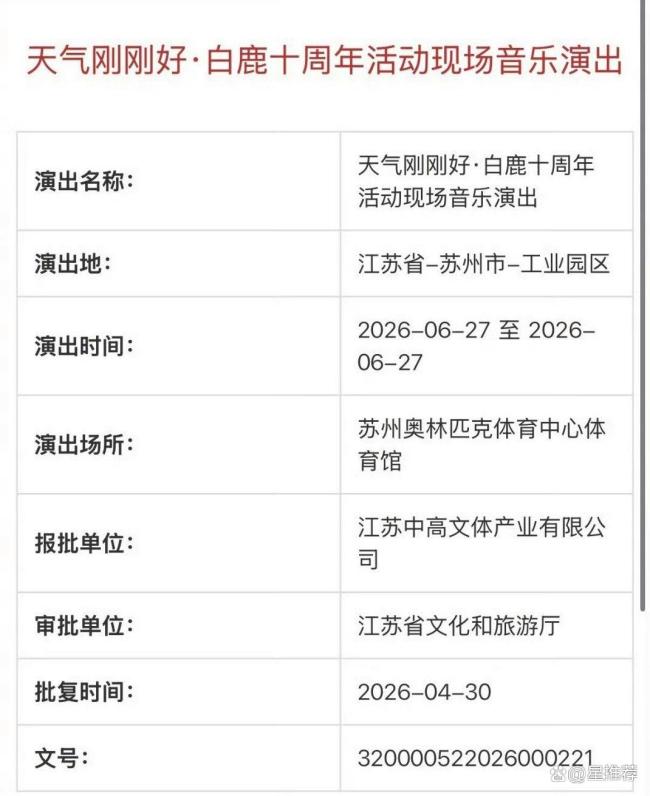 白鹿演唱会过审 十年初心回馈粉丝