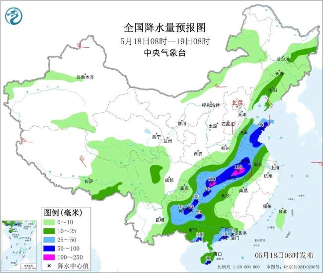 内地近日大范围降雨 主雨带18日起南落 暴雨黄色预警持续