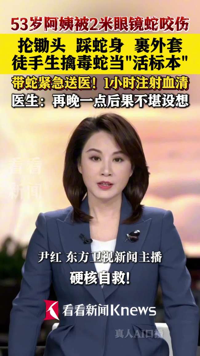阿姨被蛇咬伤徒手生擒毒蛇