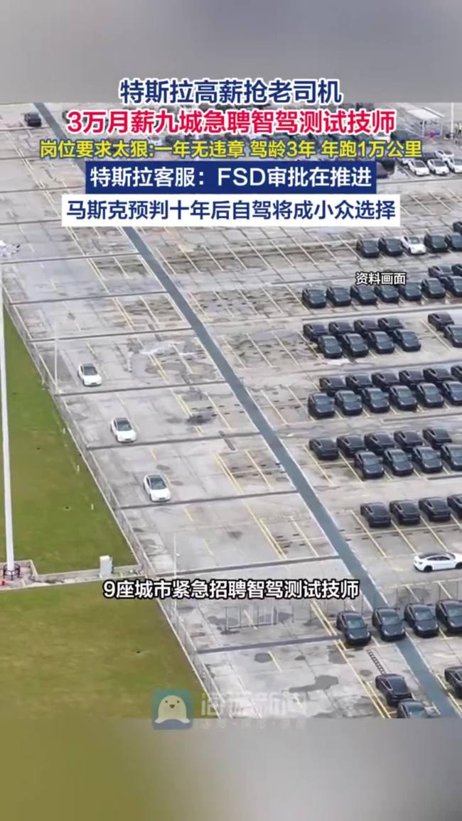 特斯拉月薪3万抢“老司机”
