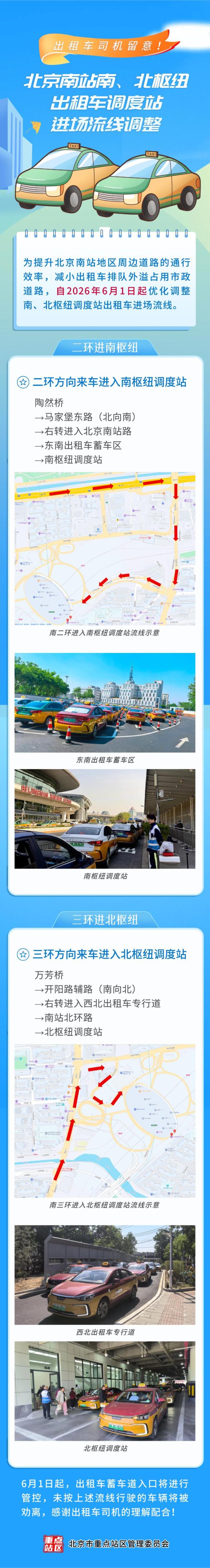 6月1日起北京南站出租车进场流线调整