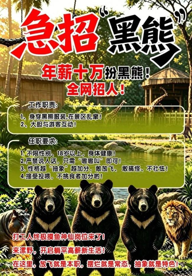 年薪10万招人扮黑熊已招满