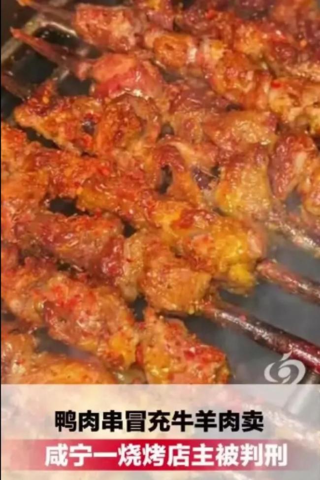 烧烤店主长期用鸭肉串冒充牛羊肉获刑