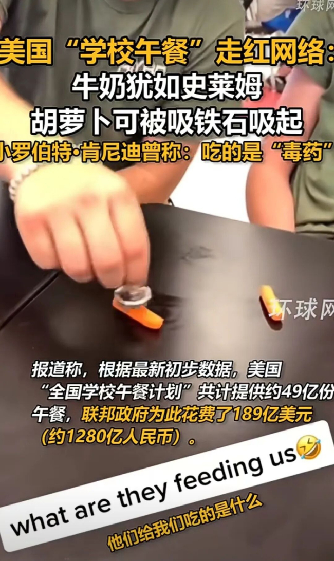 美国校园午餐胡萝卜可被磁吸