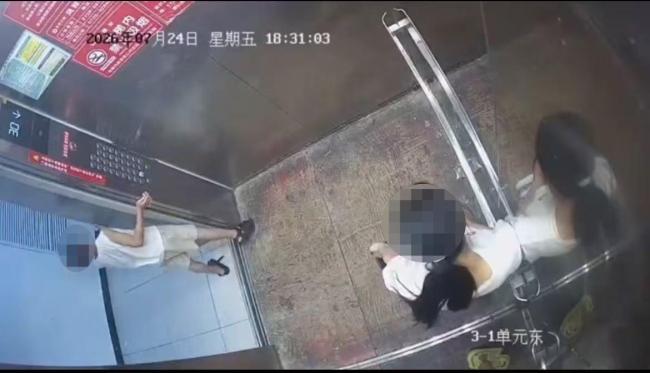 男童挡电梯20秒等家长女子催促被打