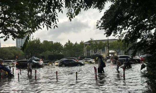 上海变海上 暴雨中的默默守护者