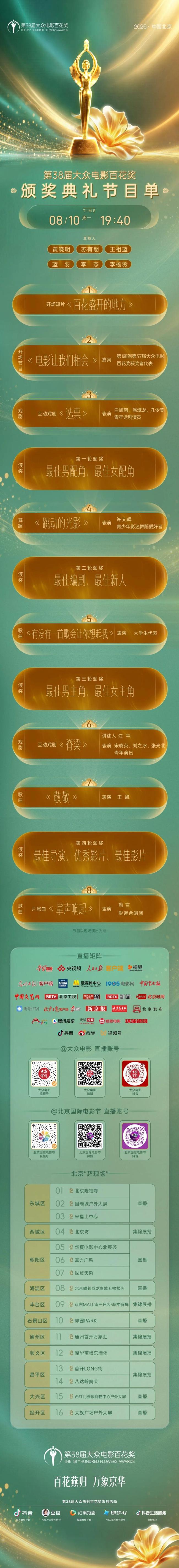 百花奖闭幕式节目单正式揭晓