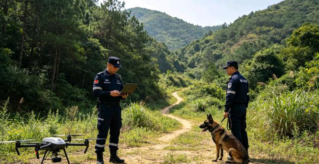 公安空地联动搜救走失男孩