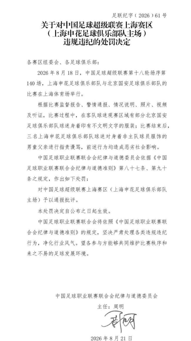 北京国安被中足联罚款5万元