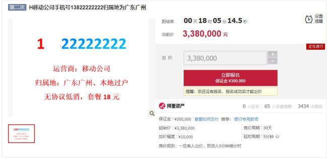 两8个2手机号二次拍卖仍无人报名
