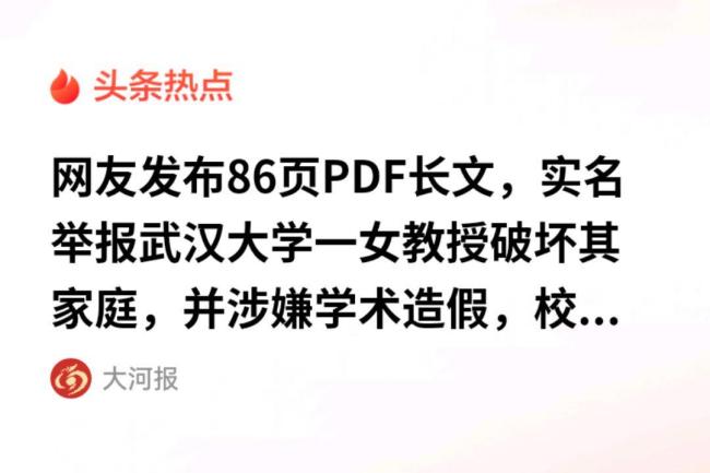 武大大可不必等86页PDF逼出来 权色交易引发学术界震动