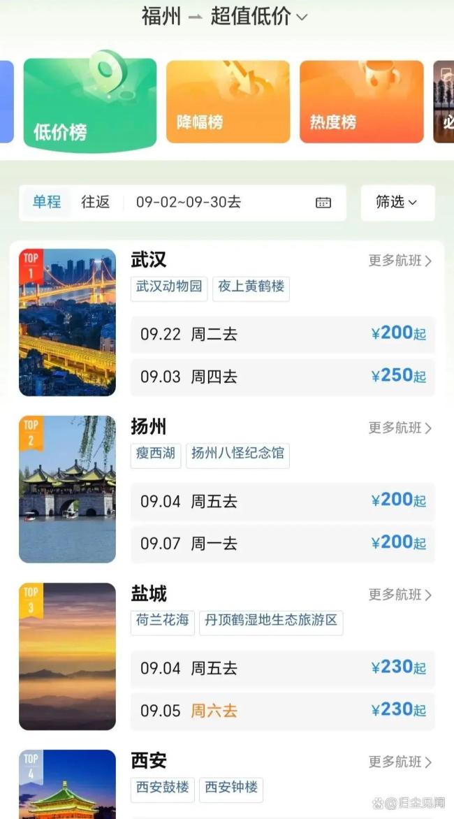 9月错峰游 机票低至1.5折 低价窗口背后的真相