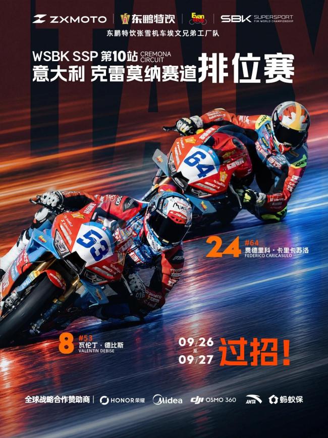 WSBK意大利站超级杆位赛德比斯第八 张雪机车表现亮眼