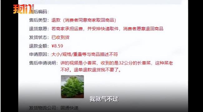 网购香菜仅退款 商家驾车上门要回 千里往返只为心安