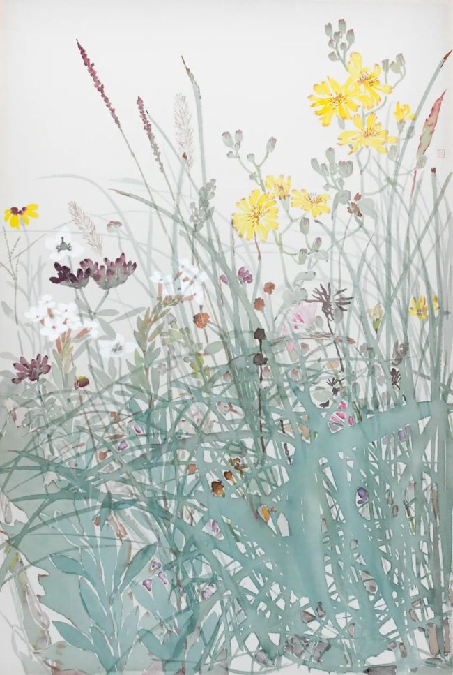 玉堂春早》╱60cm×40cm╱2020年╱绢本设色《满庭芳》╱43cm×32cm╱