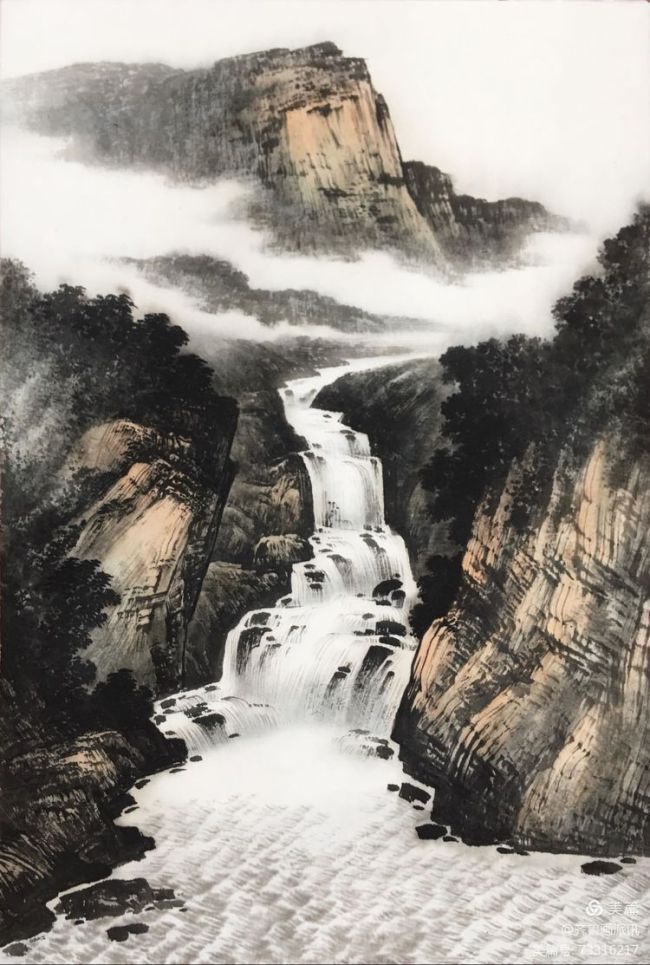 松壑鸣泉意境悠远品读著名画家马骏山水画中的诗意灵魂