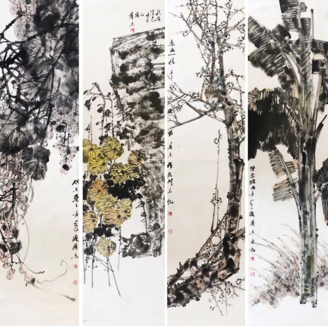 布局工整 构思精妙——品味青年画家刘华东国画四条屏的艺术魅力_山