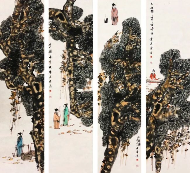 布局工整 构思精妙——品味青年画家刘华东国画四条屏的艺术魅力