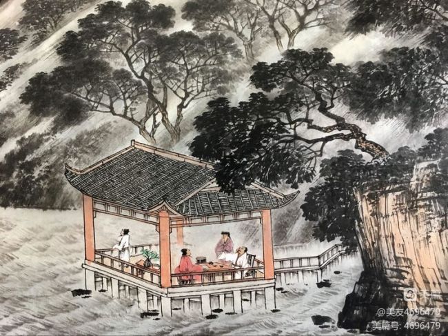 黑云压顶珠帘悬空著名画家马骏笔下的山雨欲来风满楼