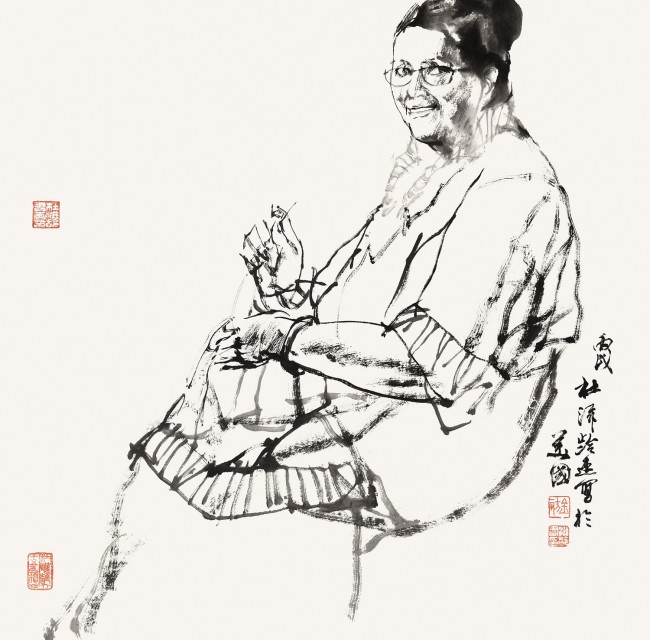 《埃及风情》 123cm×123cm  2003年杜滋龄绘  《甘南牧牛场速写忠换