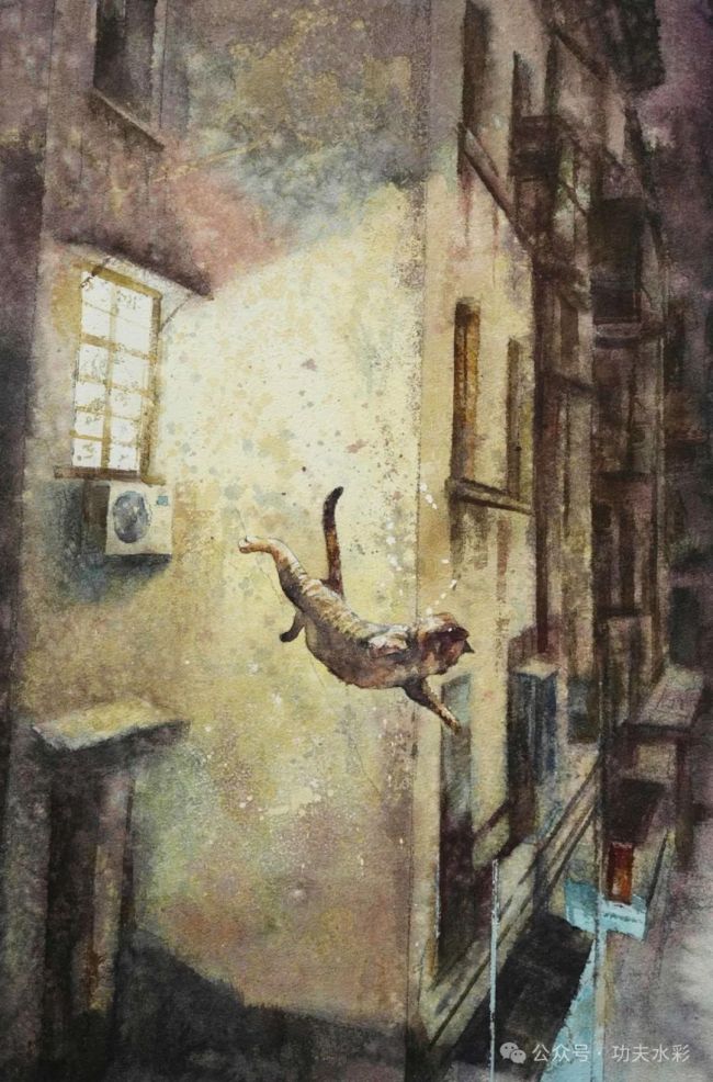 韩鄂生超现实主义水彩画丨既有市井烟火气息,又有着时光的厚重感-中华