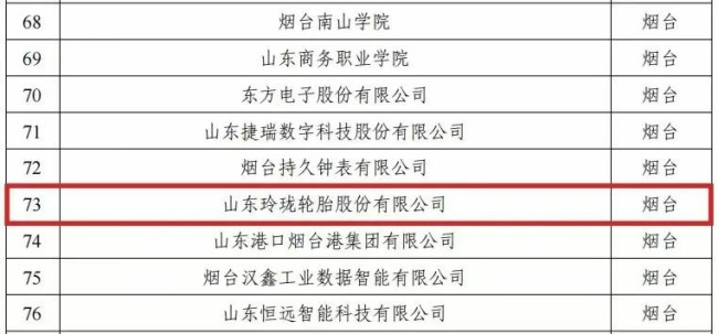 玲珑轮胎入选首批山东省数字经济创新平台名单