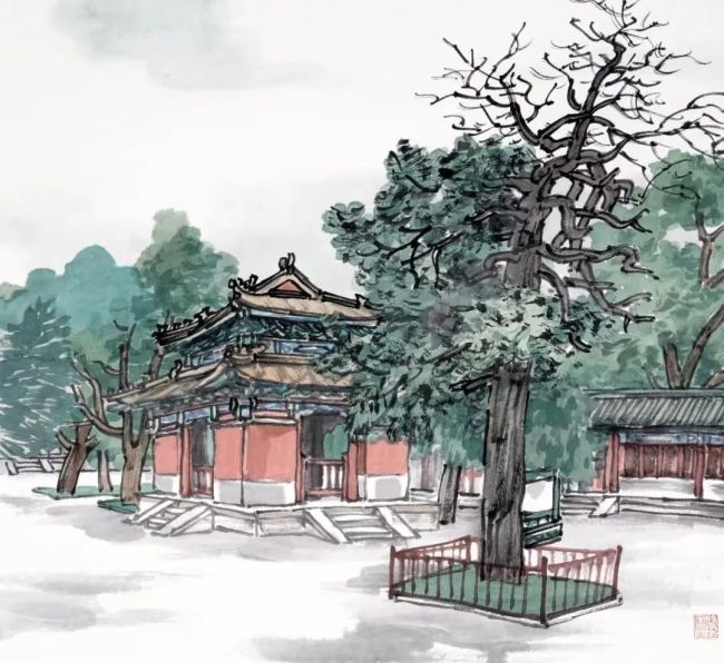 庄小雷丨北京皇家园林写生作品⑰——孔庙和国子监