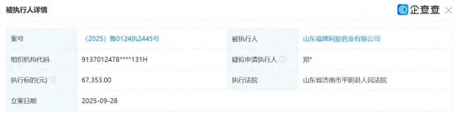福牌药业年内两度被执行，母公司福牌阿胶上市遇挫