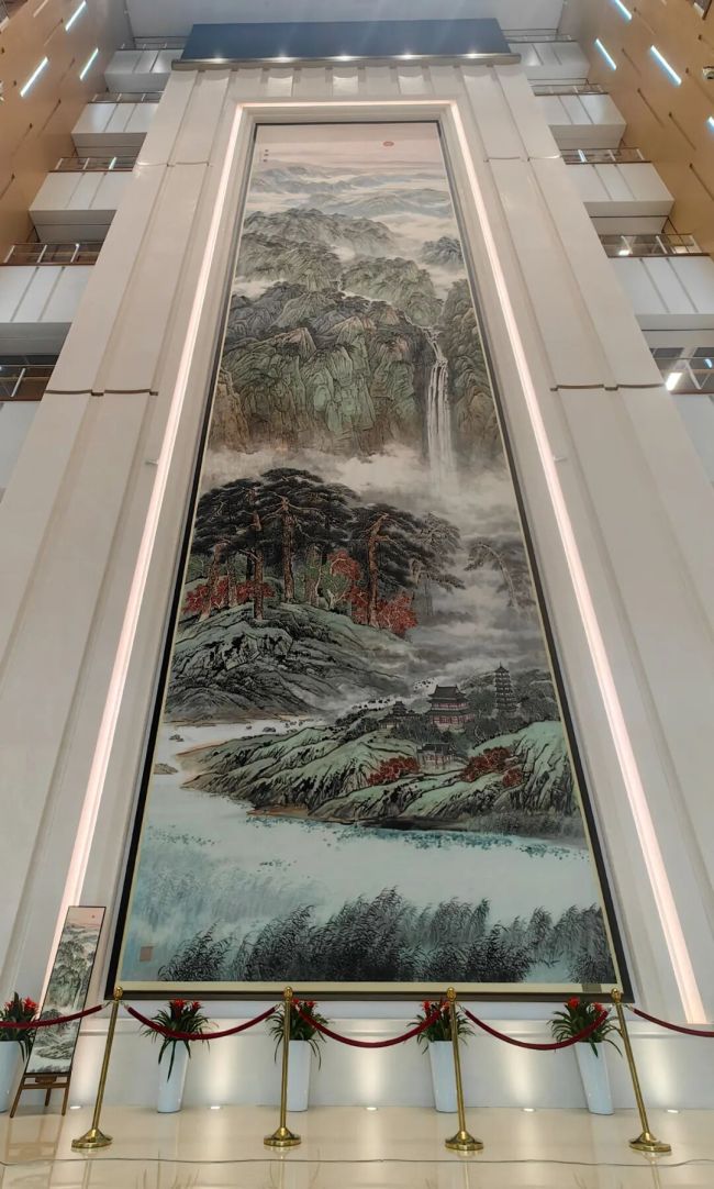 全国最高公共空间生宣水墨画！雄安图书馆巨幅壁画《山河赋》落成
