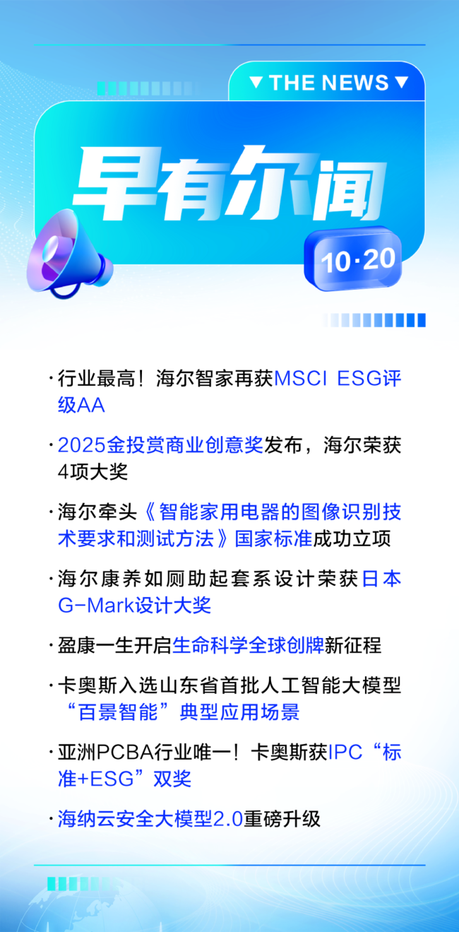 国内行业最高!海尔智家再获MSCI ESG评级AA