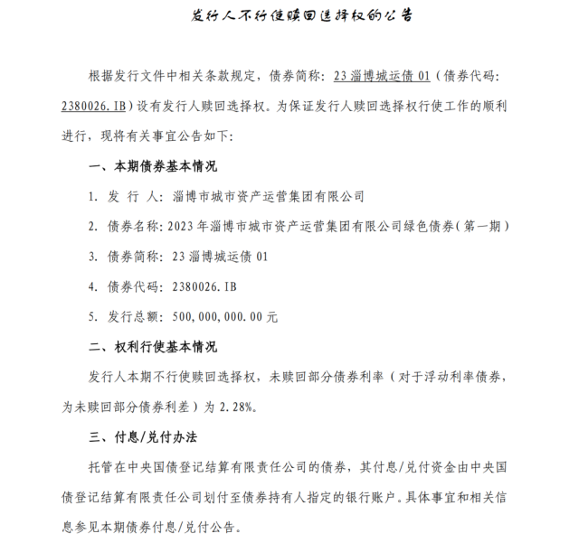 淄博城投首开2026不赎回债券先河，含权城投债市场引关注
