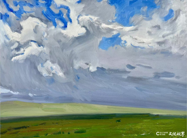 孙洪利油画《云驹越野》|草原苍穹下的精神图腾