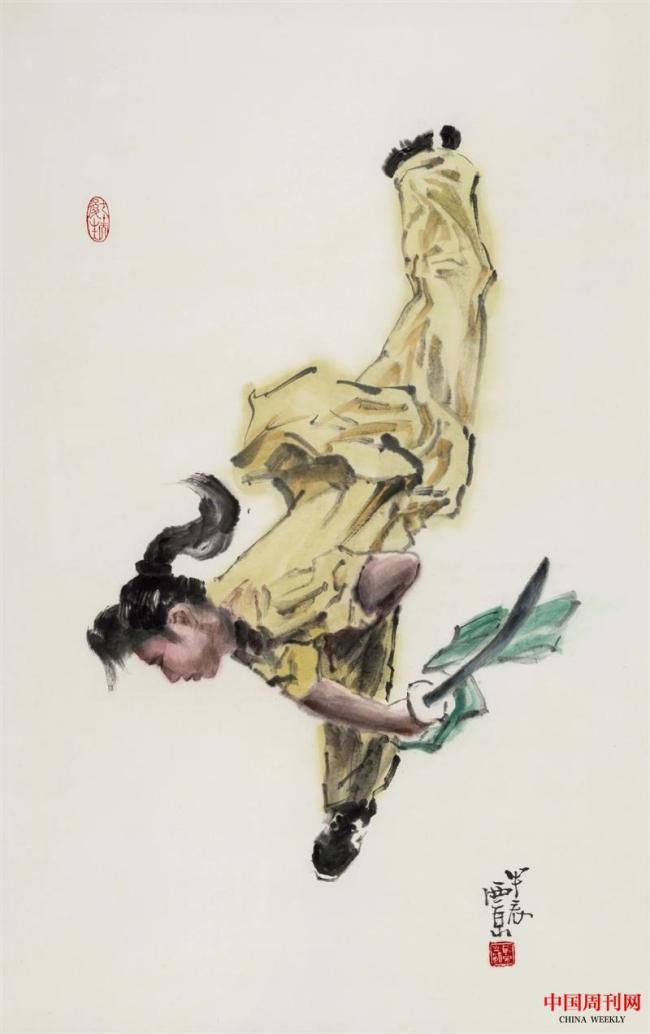 王西京·“武林”系列 | 用色纯粹,线条简练,一招一式尽显中华武术慑人的气势和劲逸之美