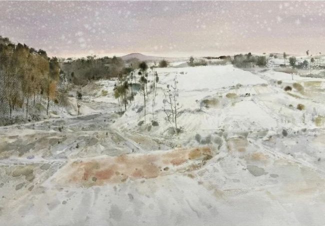 何万太·水彩艺术 | 旧雪与老树的呼吸，藏着生活最柔软的坚韧