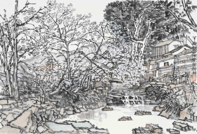 4.  谢麟  半山梨花 45×50㎝ 2023.jpg